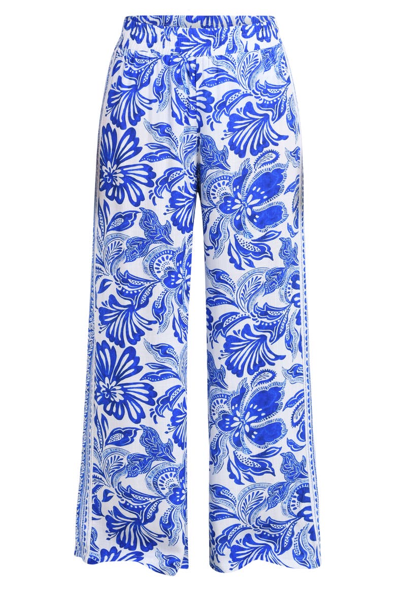 Botanical Brocade Wide Leg Cover-Up Pants, Alternate, color, LAPIS