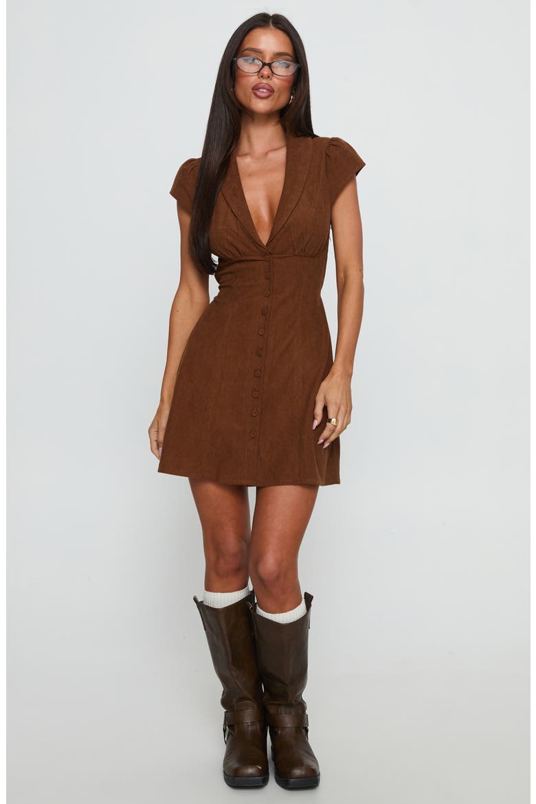 Magdalene Corduroy Button-Up Minidress, Alternate, color, CHOCOLATE