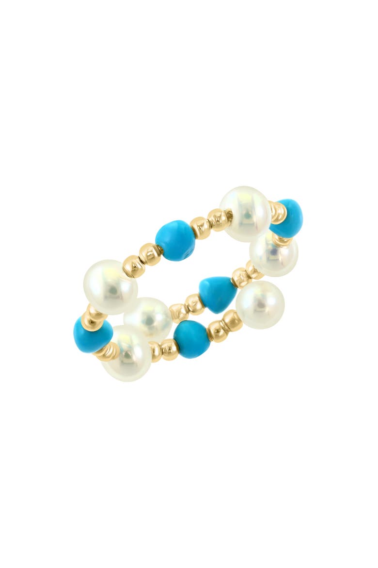 Turquoise & Freshwater Pearl Adjustable Ring, Main, color, MULTI