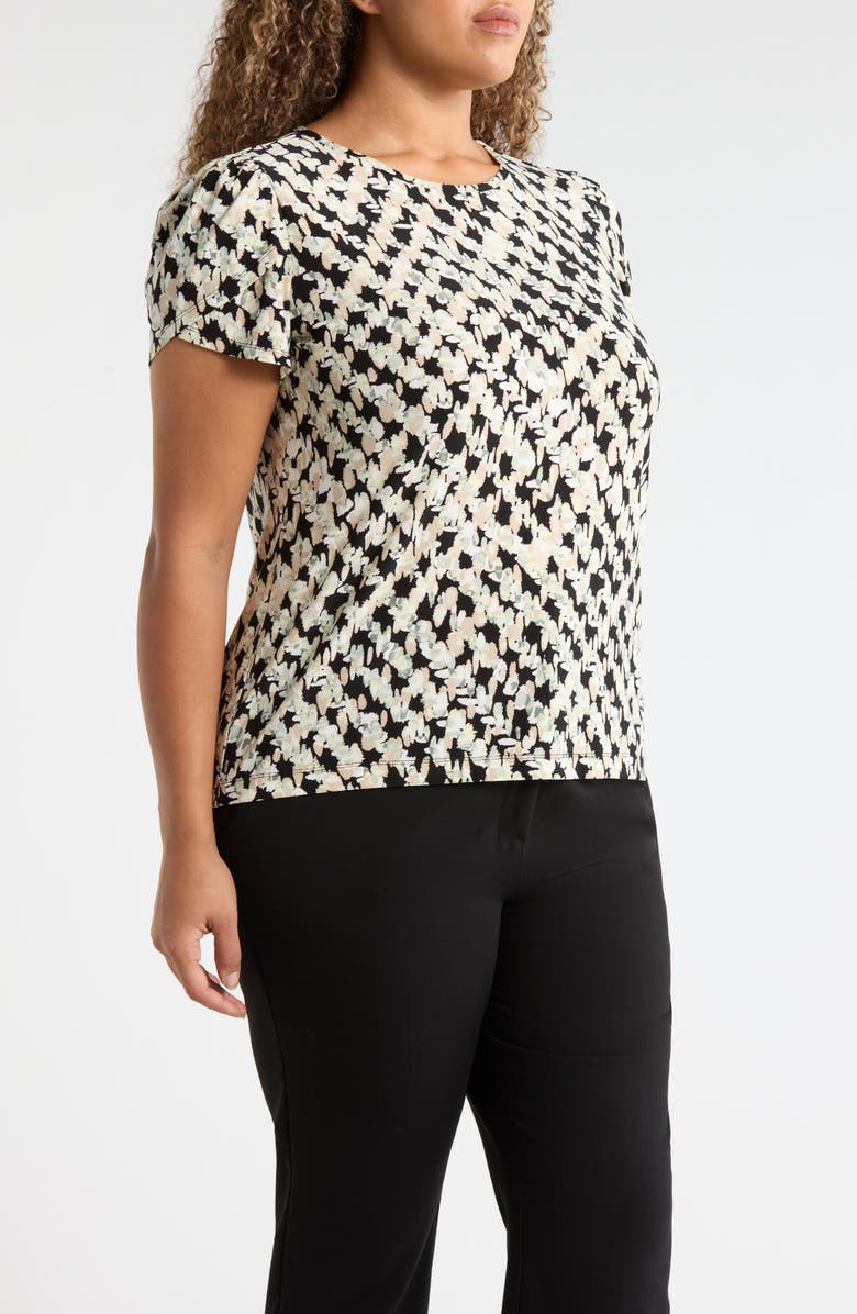 AK ANNE KLEIN Abstract Print Tulip Sleeve Top, Alternate, color,