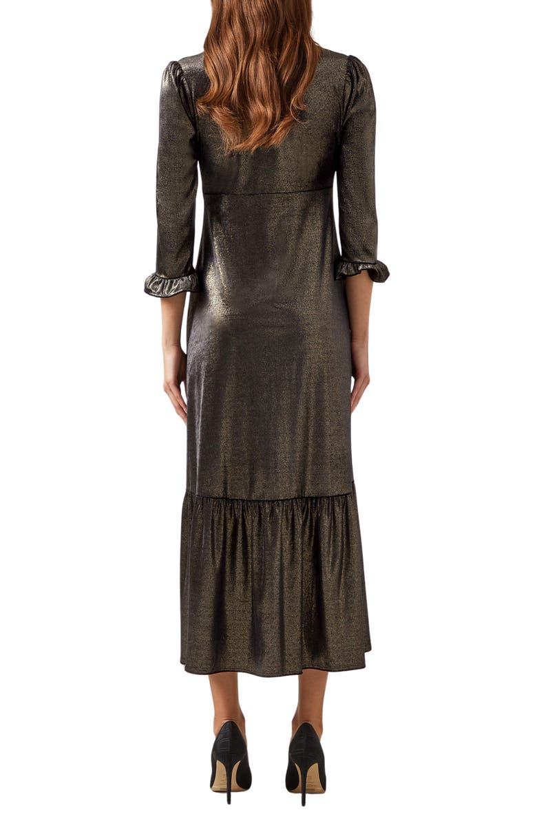 LK Bennett Deborah Plunge Neck Metallic Dress, Alternate, color, 