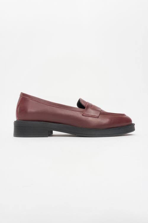 Forever & Always Shoes Bree Platform Penny Leather Loafer In Burgundy Mate Leather