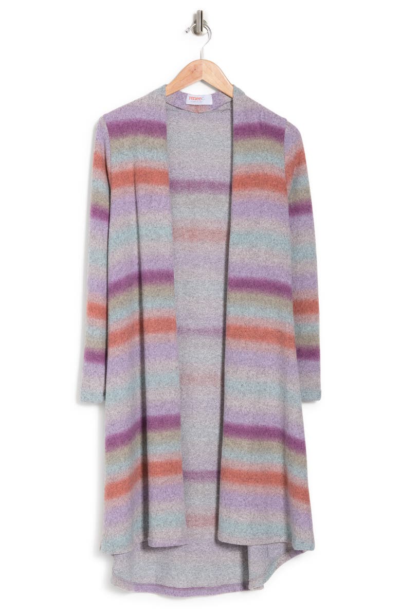 Renee C Brushed Ombrè Open Cardigan, Alternate, color, Pink