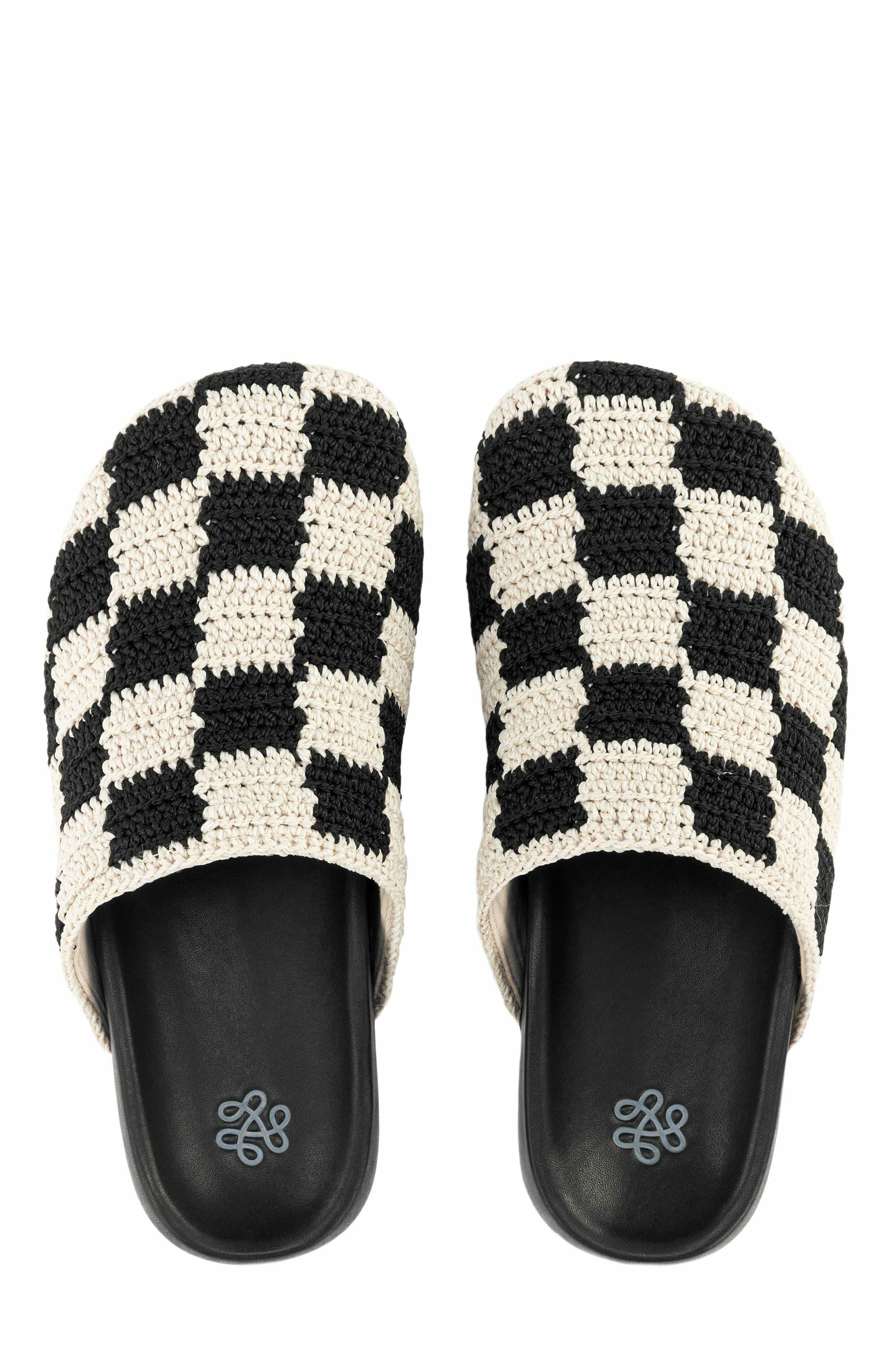 The Sak Bolinas Crochet Clog Shoe, Alternate, color, Black Check
