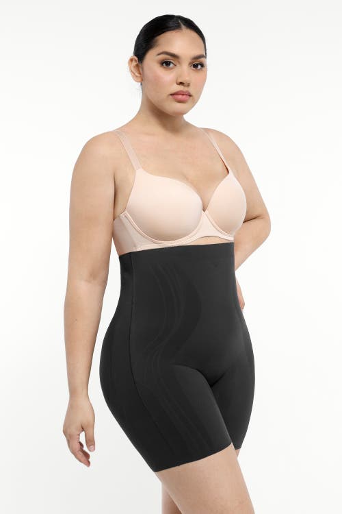 Shapellx Tummy Control Flawless Smoothing Mid-thigh Shorts In Jet Black