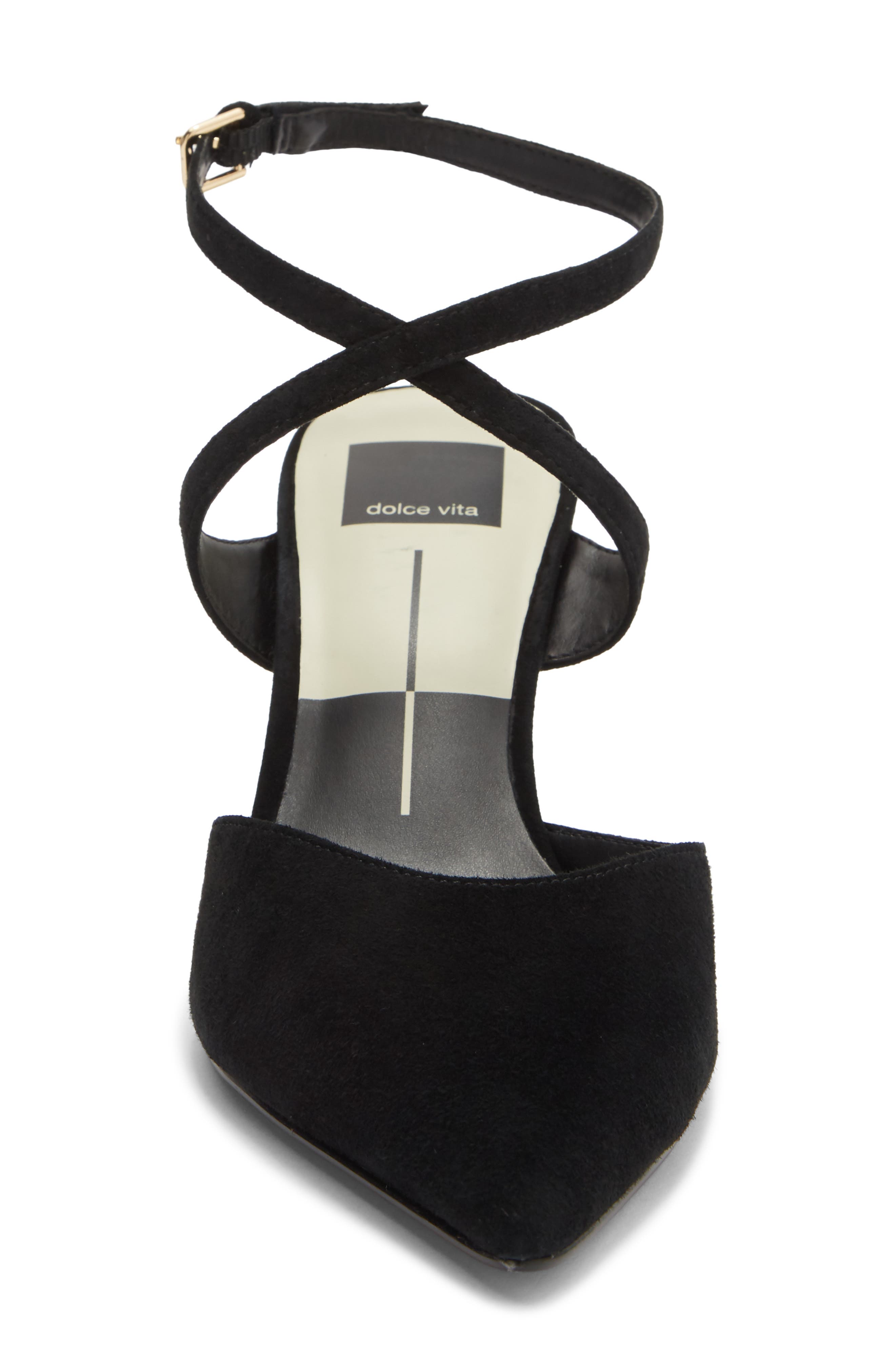 Eliora Pointed Toe Ankle Strap Pump, Alternate, color, ONYX SUEDE