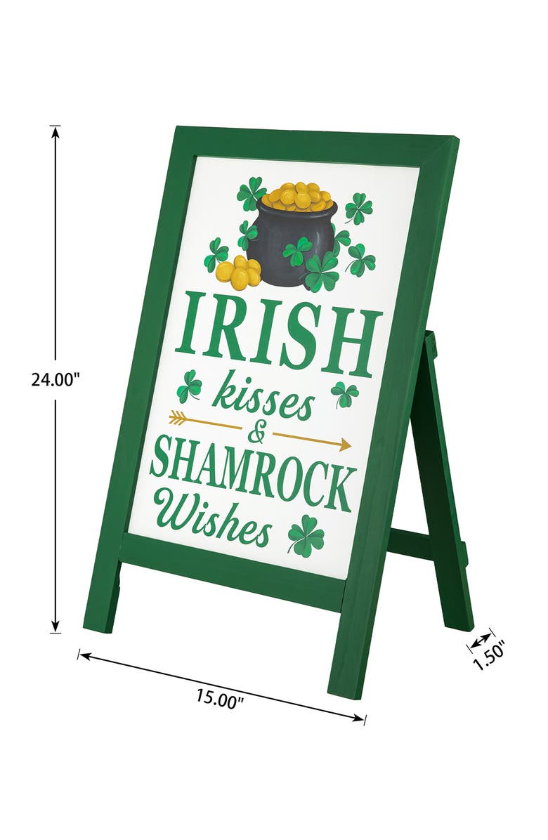Glitzhome St. Patrick's Wooden Welcome Porch Sign, Alternate, color, Green