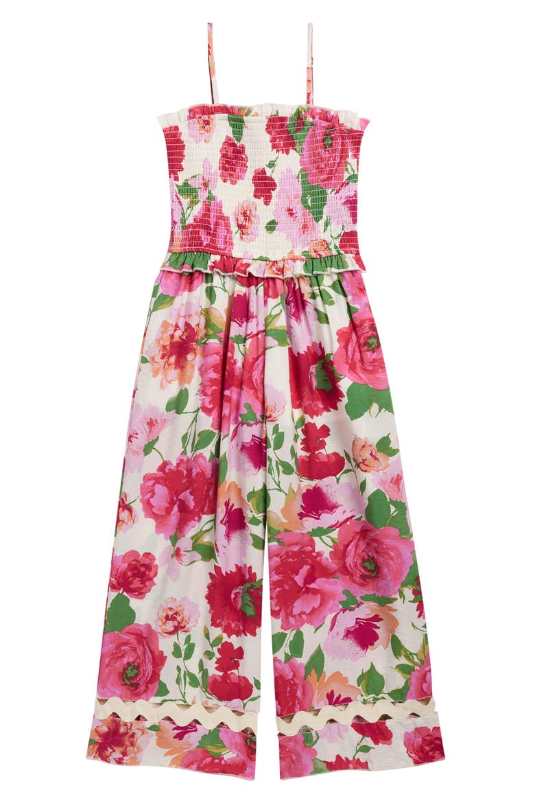 Kids' Floral Print Jumpsuit, Main, color, PINK FLOWER