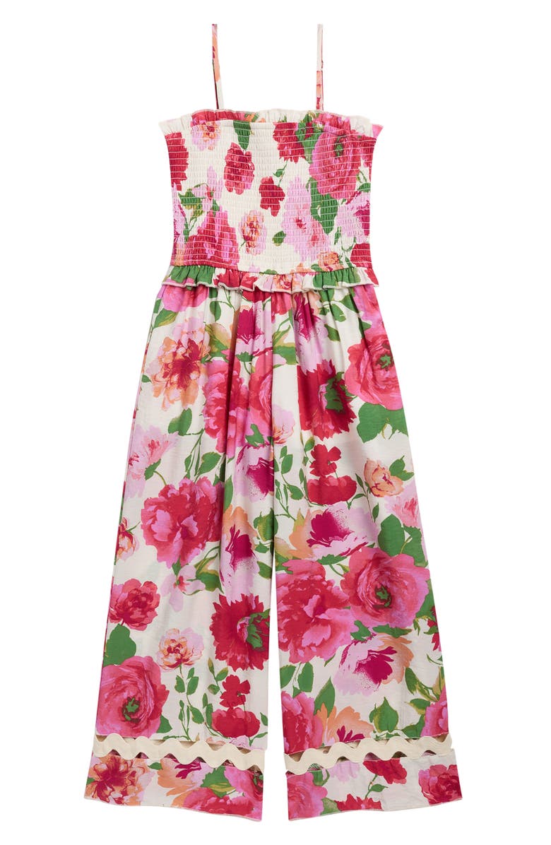 Truly Me Kids' Floral Print Jumpsuit, Main, color, Pink Flower
