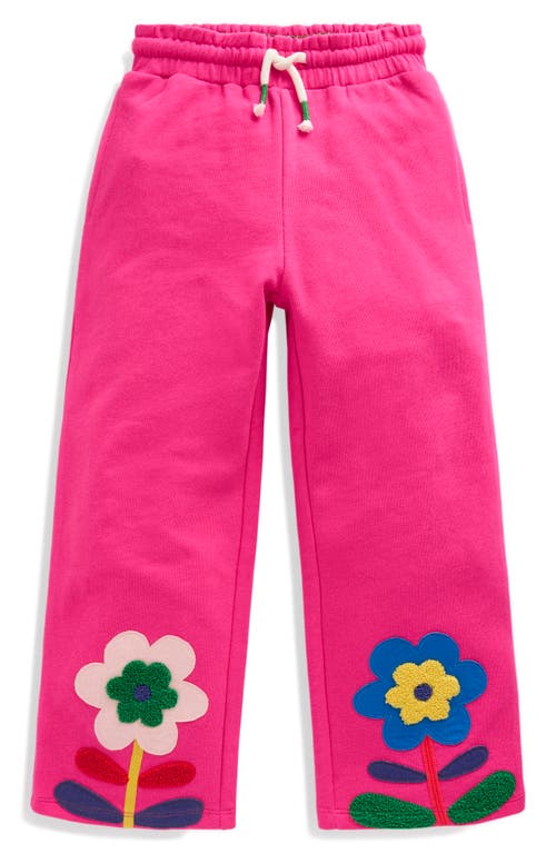 Mini Boden Kids' Appliqué Cotton Wide Leg Pants In Pink