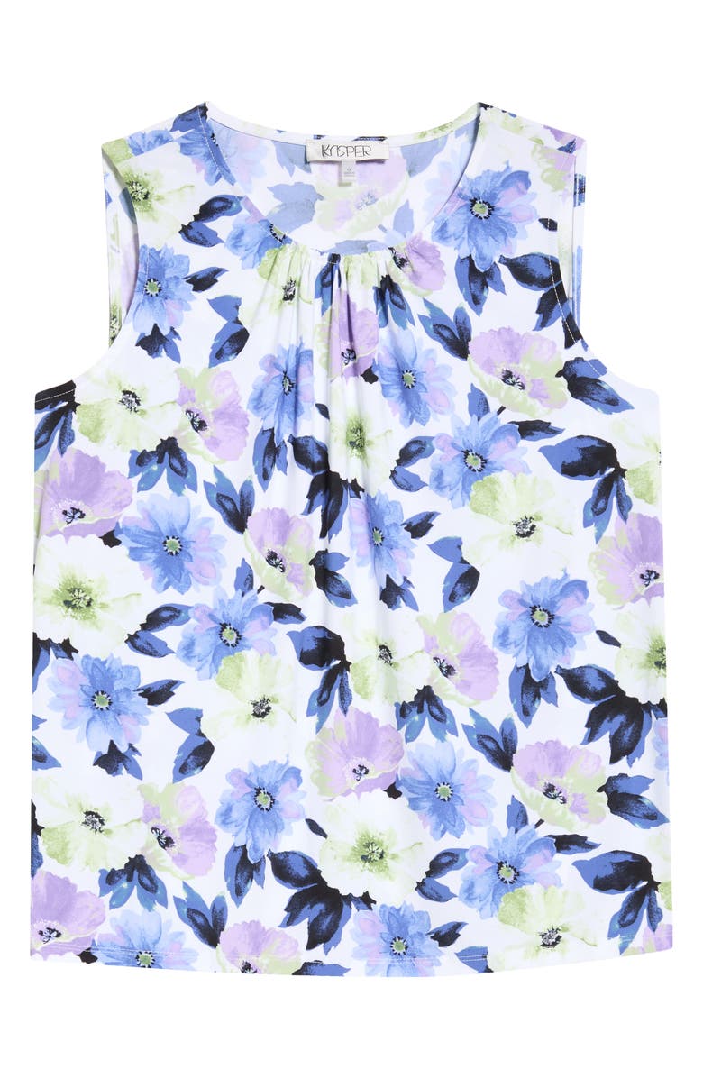 KASPER Floral Print Shirred Shell, Main, color,
