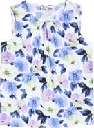 KASPER Floral Print Shirred Shell