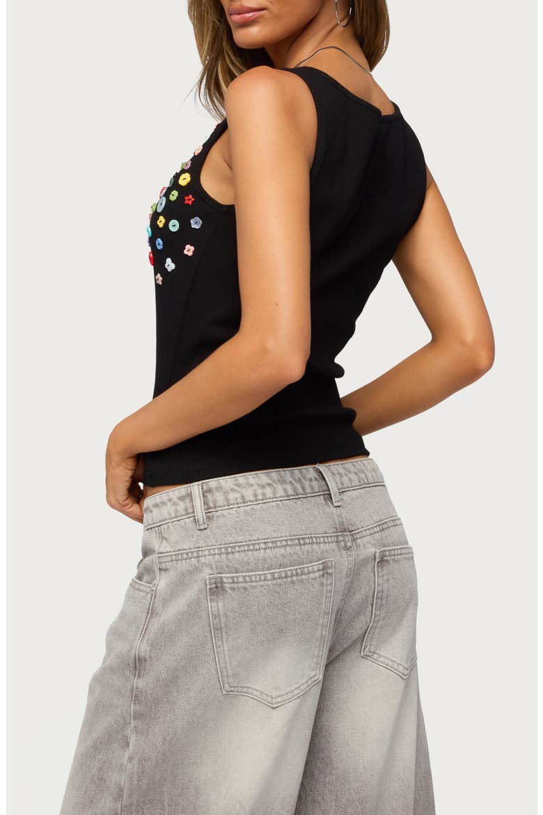 Natash Mixed Button Tank, Alternate, color, BLACK