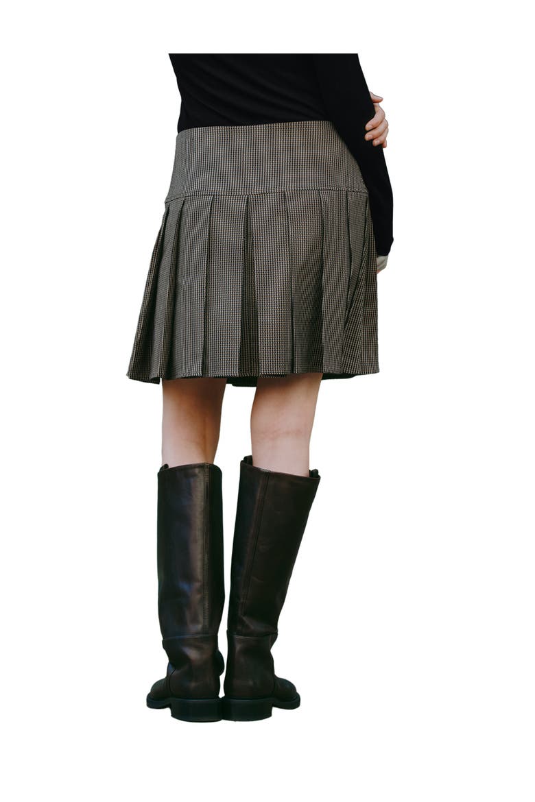 Pleated Short Skirt, Alternate, color, Brown