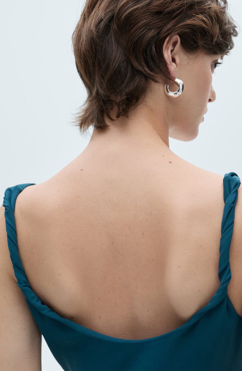 MANGO Ruched Stretch Knit Tank Dress, Alternate, color, Petrol Blue