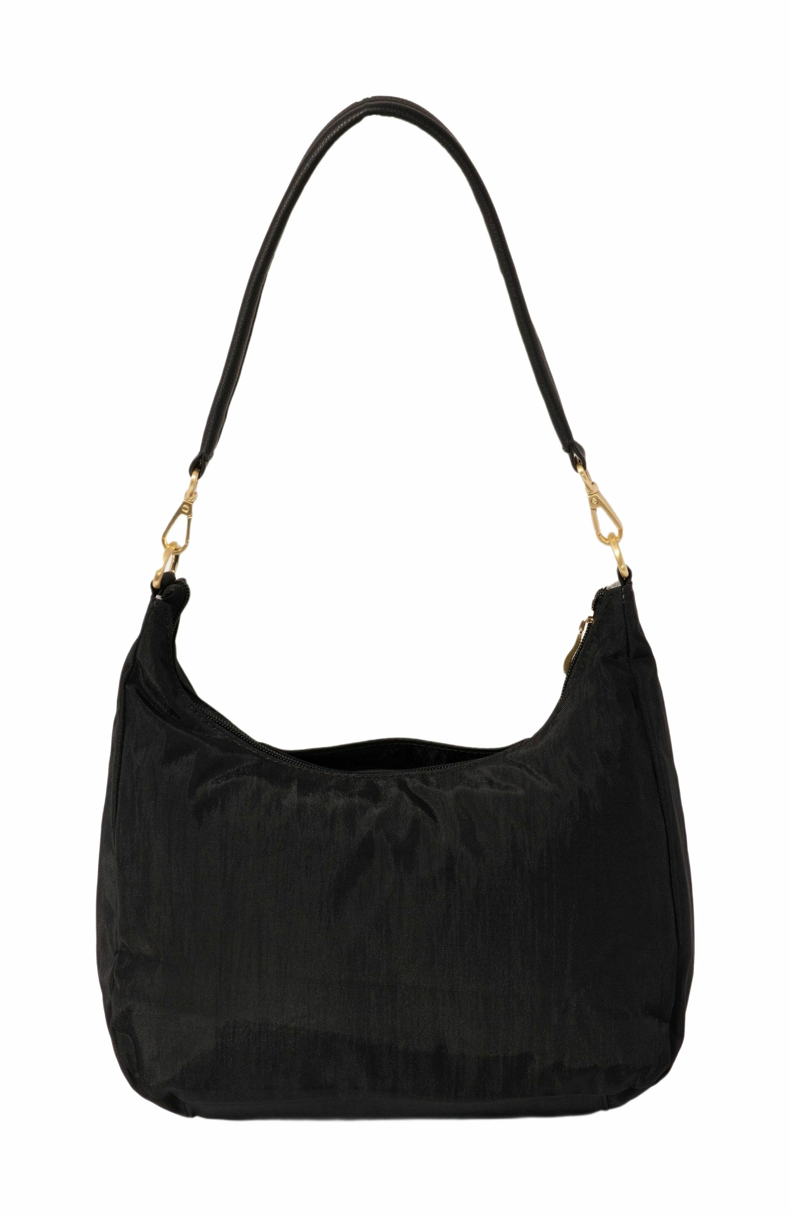 BAGGALLINI Coastal Flip Lock Half Moon Bag, Alternate, color, Black With Gold Hardware