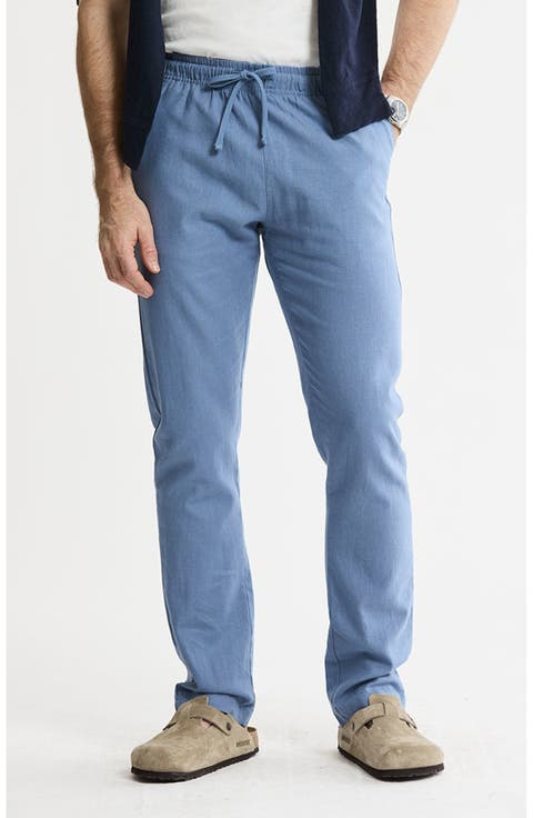 Linen Blend Drawstring Pants