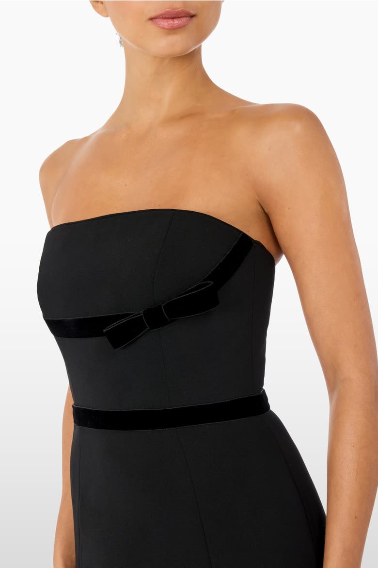 Pamela Bow-Detail Strapless Maxi Dress, Alternate, color, Liquorice