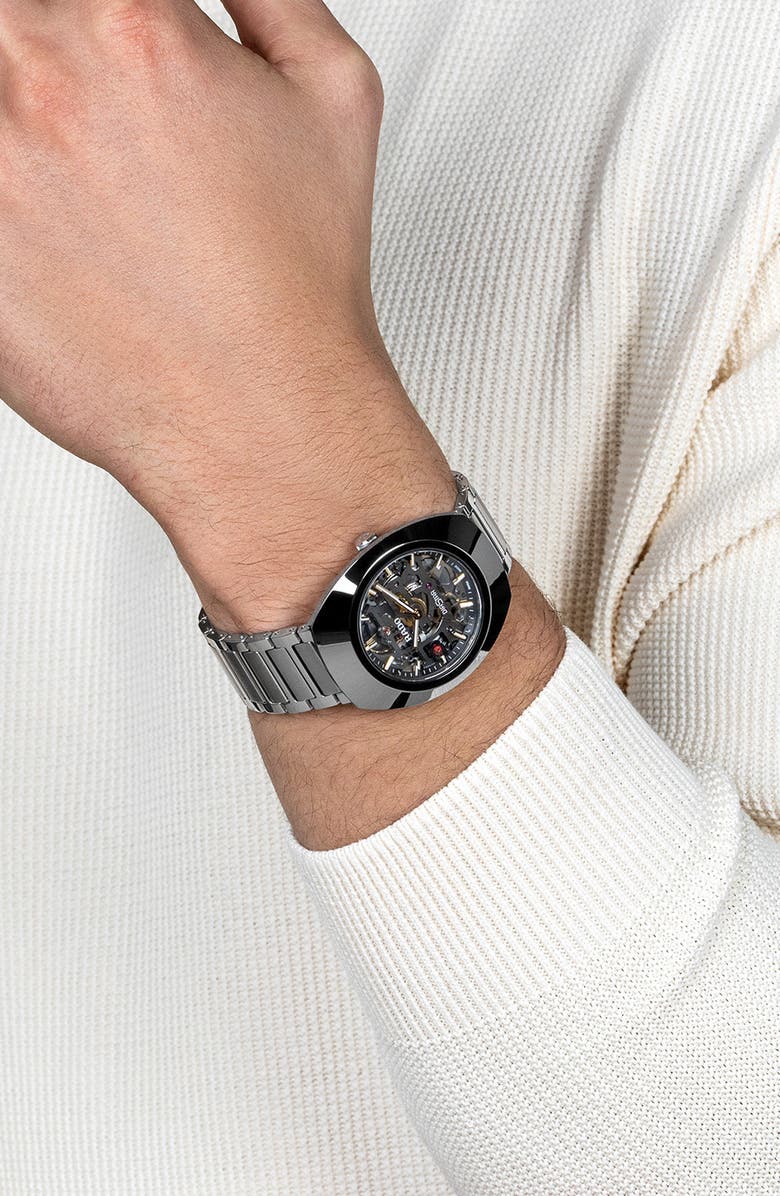 RADO Diastar Skeleton Automatic Bracelet Watch, 38mm, Alternate, color, Silver