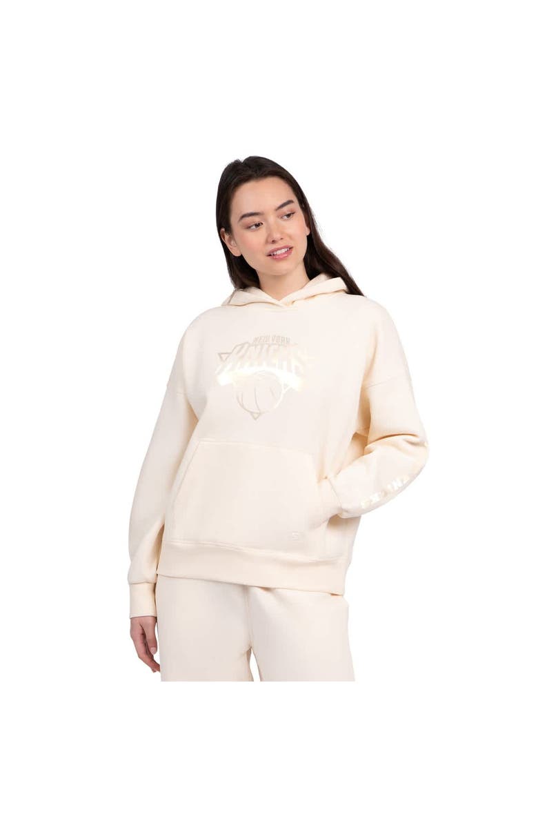 STARTER Women's Starter Cream New York Knicks Pastel Relaxed Hoodie, Main, color, Cream