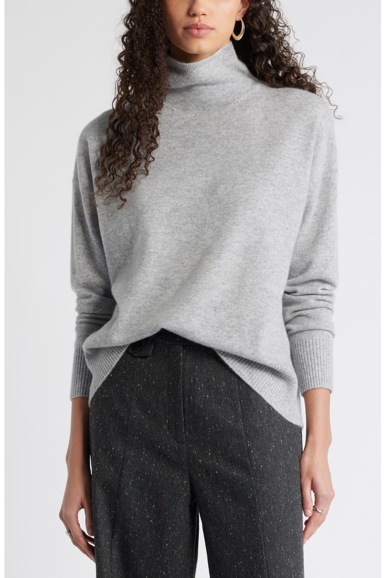 Oversize Cashmere Turtleneck Sweater, Main, color, GREY FORMAL