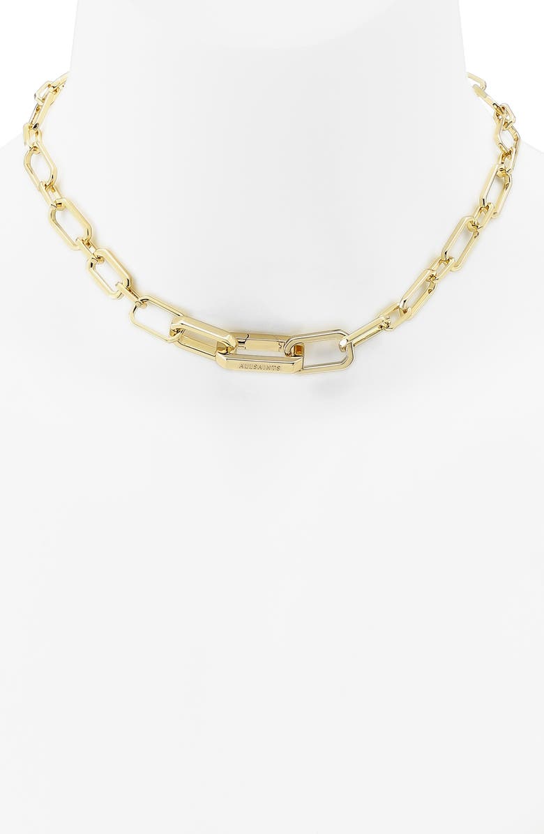 AllSaints Hex Link Collar Necklace, Alternate, color,