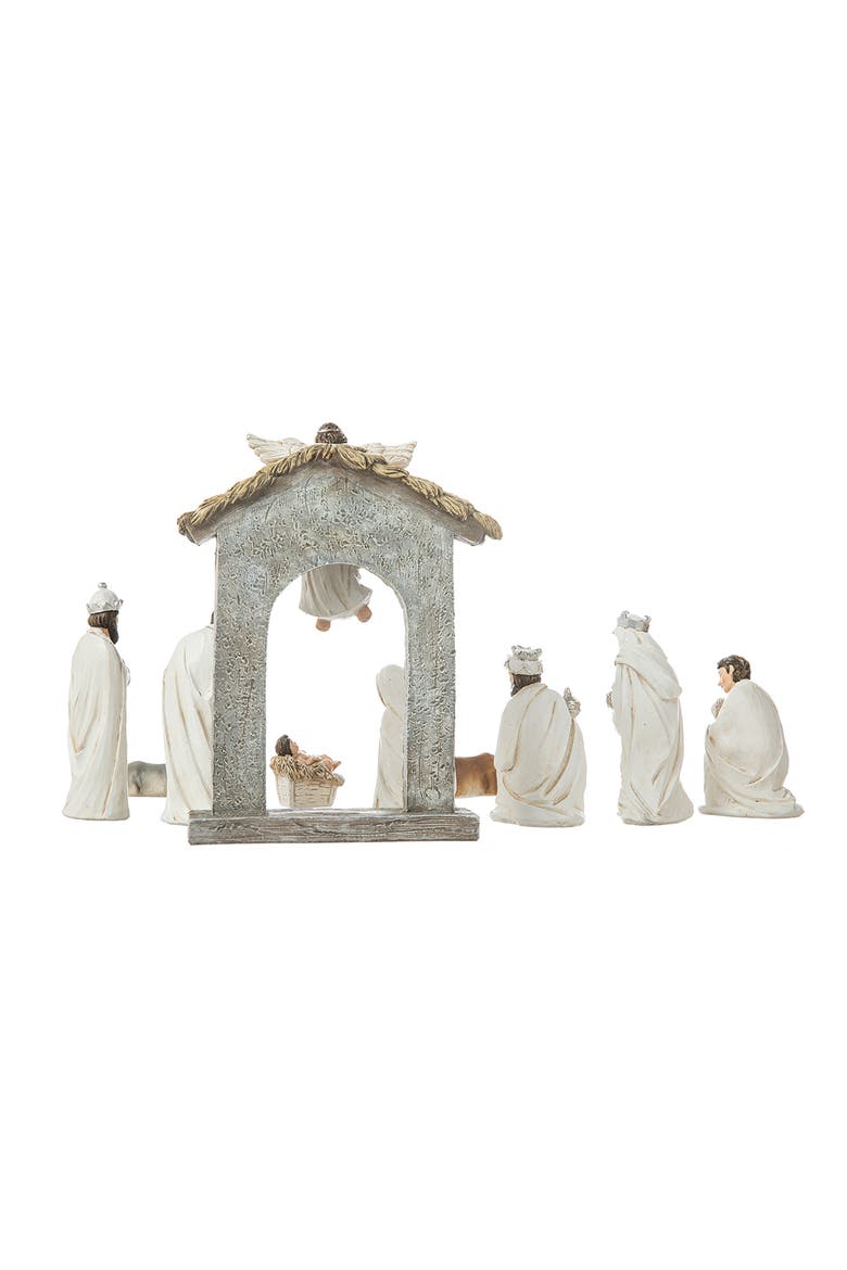 11pcs Deluxe Resin Nativity Figurine Set, Alternate, color, White