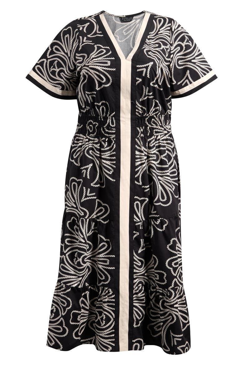 Lune Print Midi Dress, Alternate, color, BLACK/ MILK