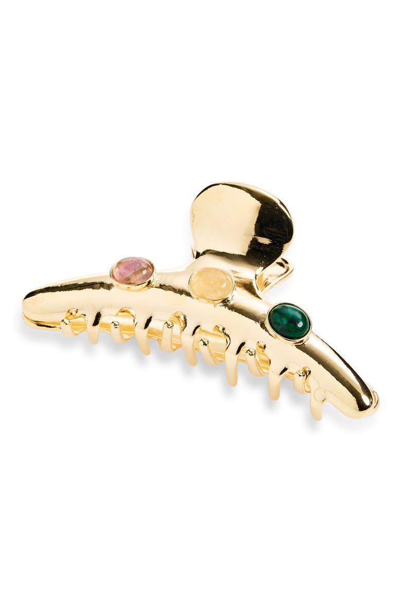 Stone Embellished Claw Clip, Main, color, GOLD