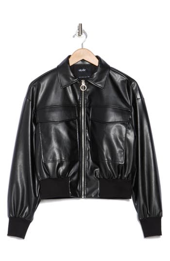 Elodie Zip Faux Leather Jacket In Black