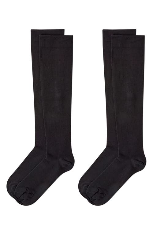 MeMoi 2-Pack Graduated Compression Cotton Blend Crew Socks in Black-Black  product