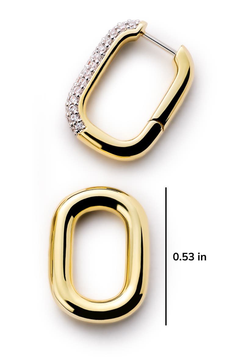 Ash Double Pavé Hoop Earrings, Alternate, color, GOLD / CLEAR