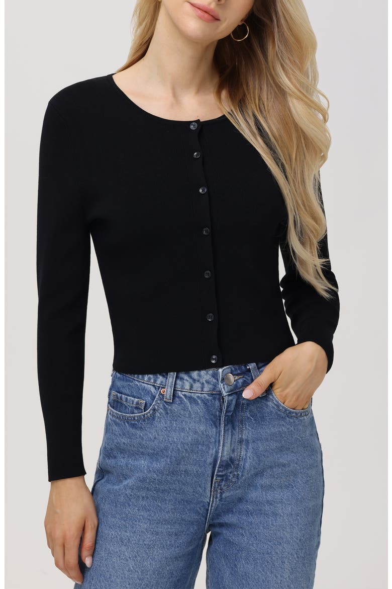 Eva Rib Cardigan, Main, color, BLACK