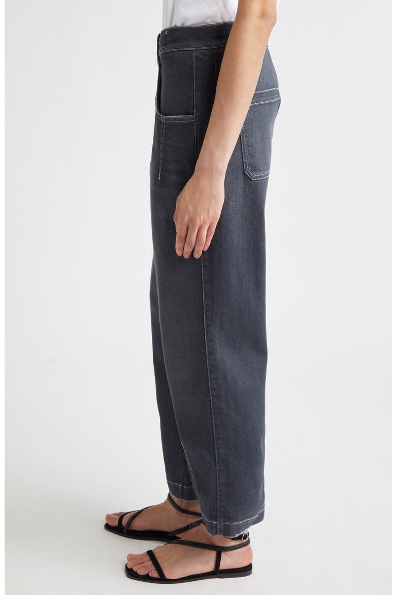 Pintuck Stretch Denim Wide Leg Pants, Alternate, color, 22 BLACK