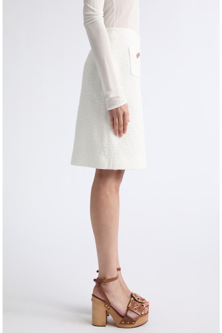 Jewel Button A-Line Rachel Tweed Skirt, Alternate, color, W0001 BIANCO NATURALE