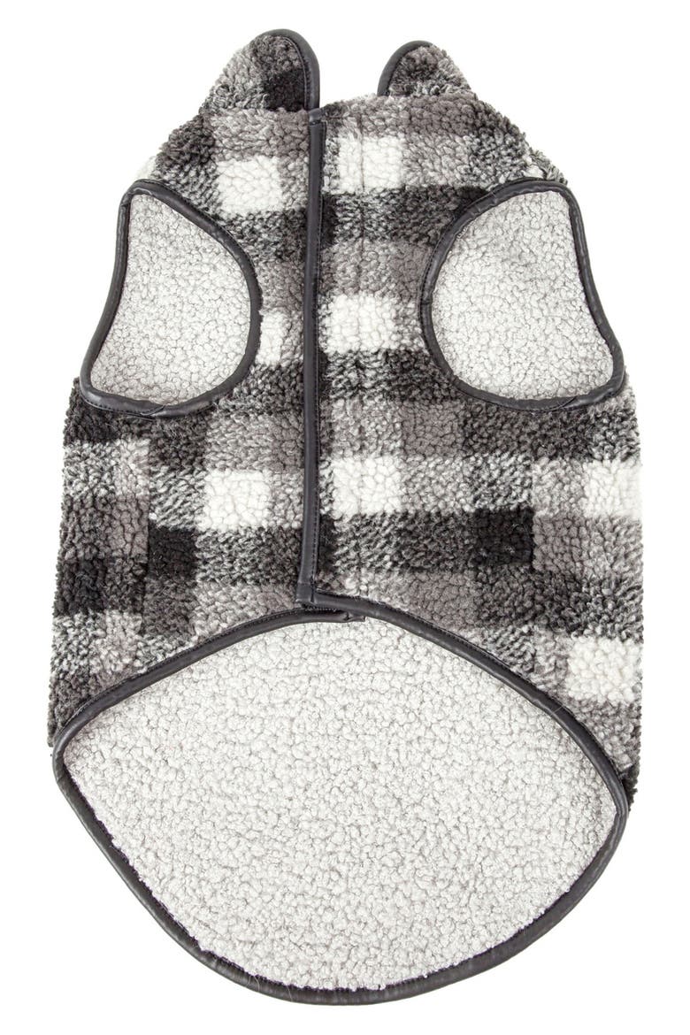 Black Boxer Classical Plaid Insulated Dog Coat, Alternate, color, BLACK GREY AND WHITE PLAID