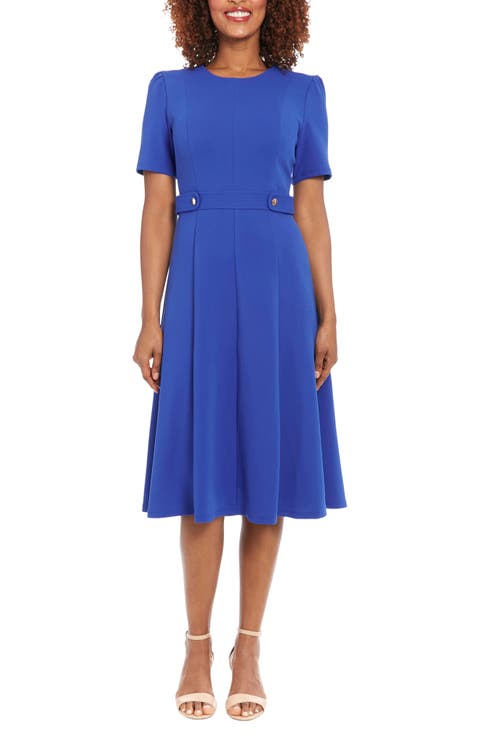 Side Tab Fit & Flare Dress (Petite)