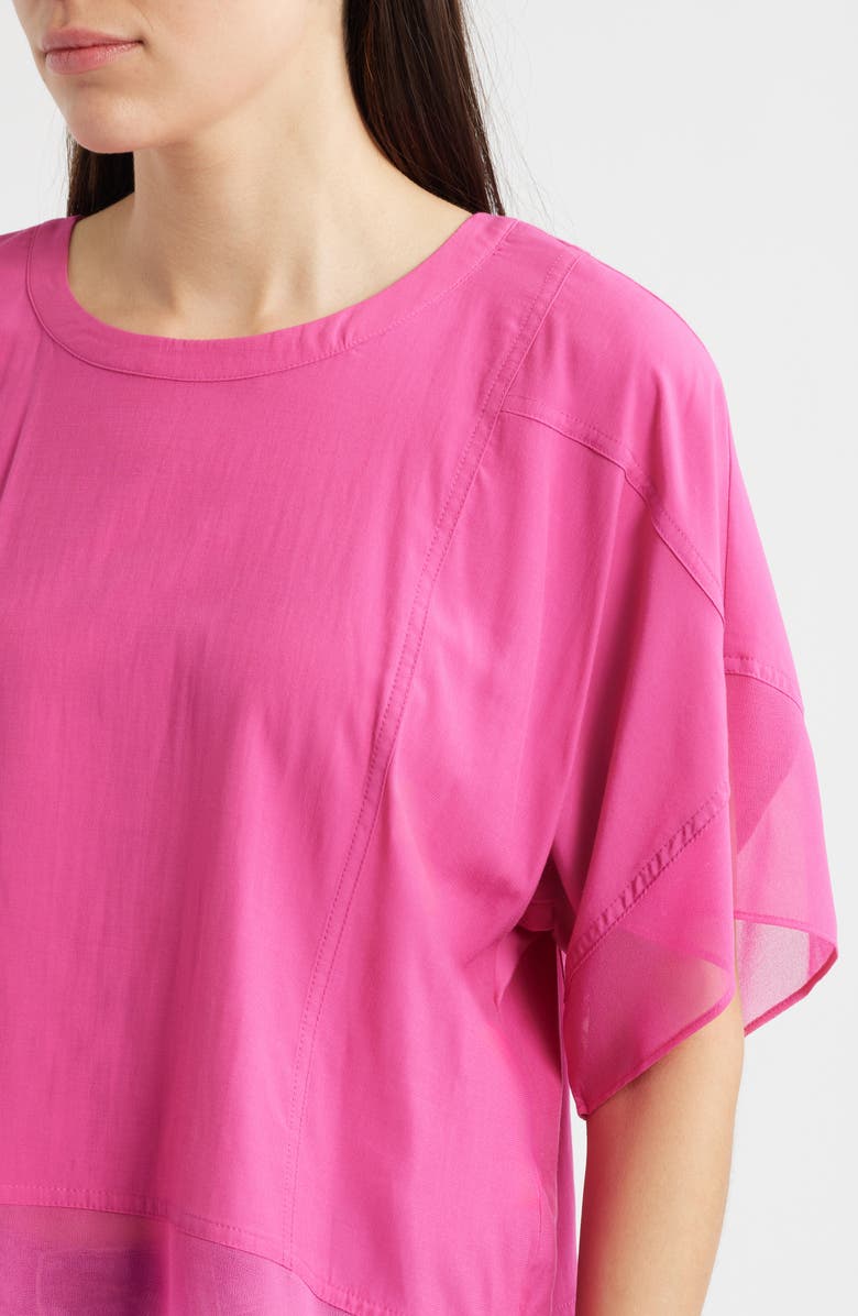 DKNY Mixed Media Dolman Sleeve Top, Alternate, color, Vivid Pink