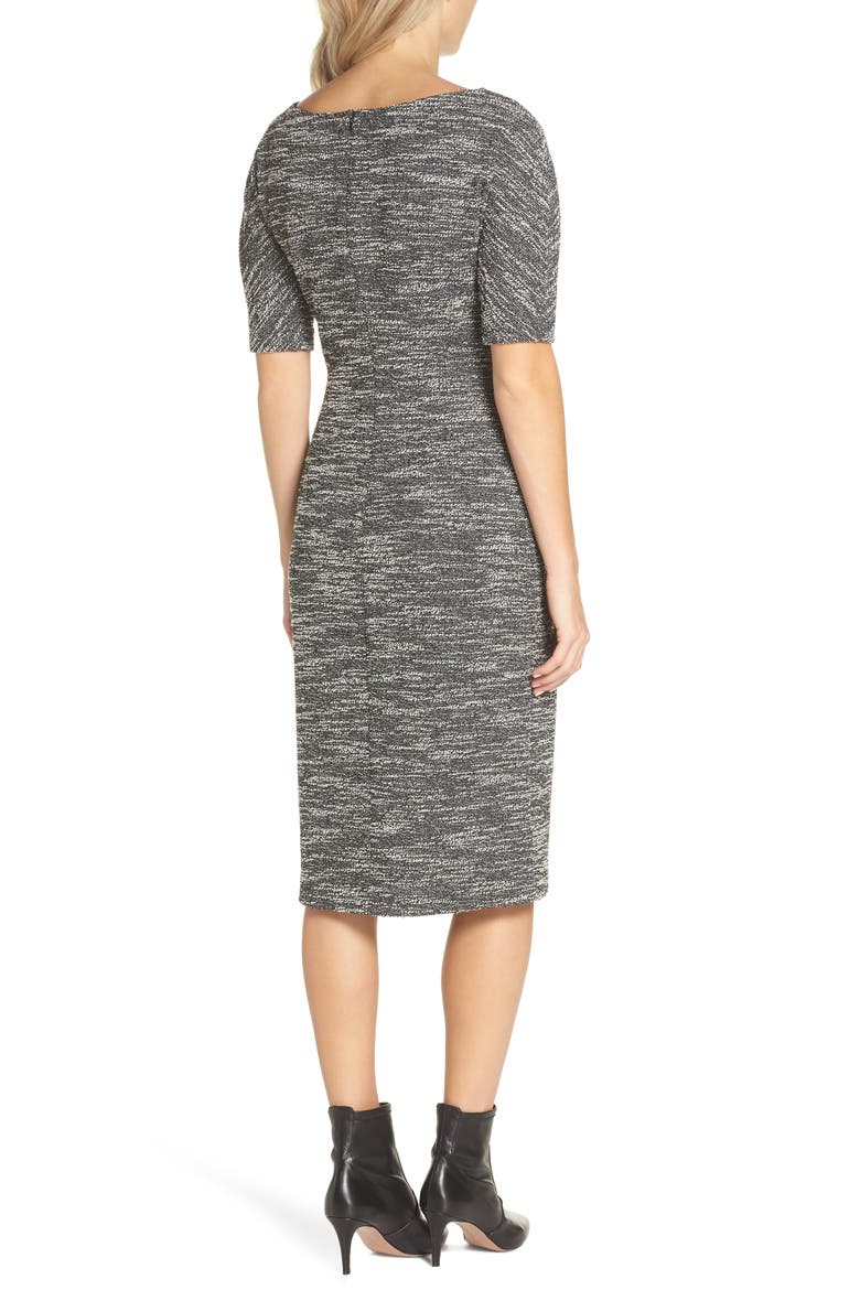 Textured Arc Sheath Dress, Alternate, color, BLACK/ SOFT WHITE