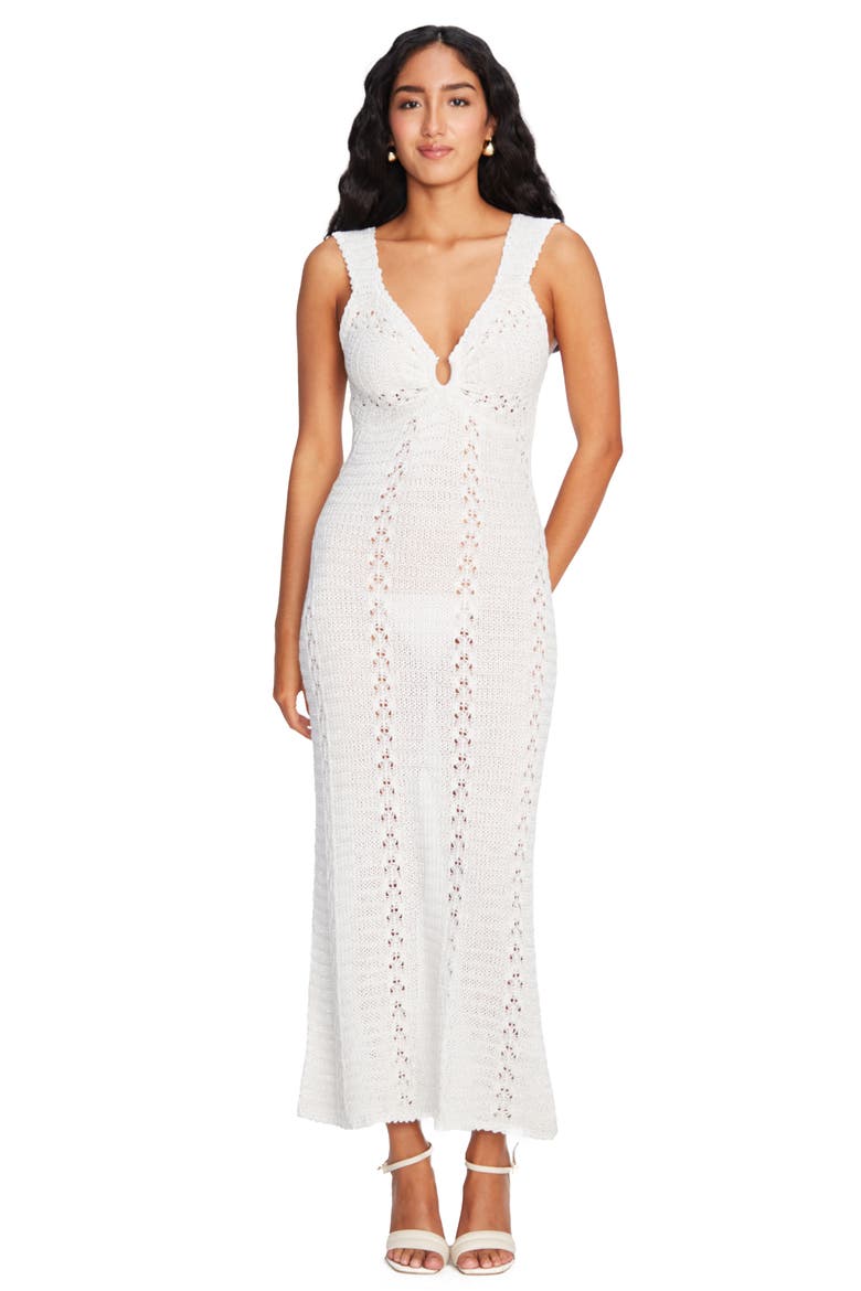 Daphne Open Stitch Maxi Dress, Alternate, color, WHITE