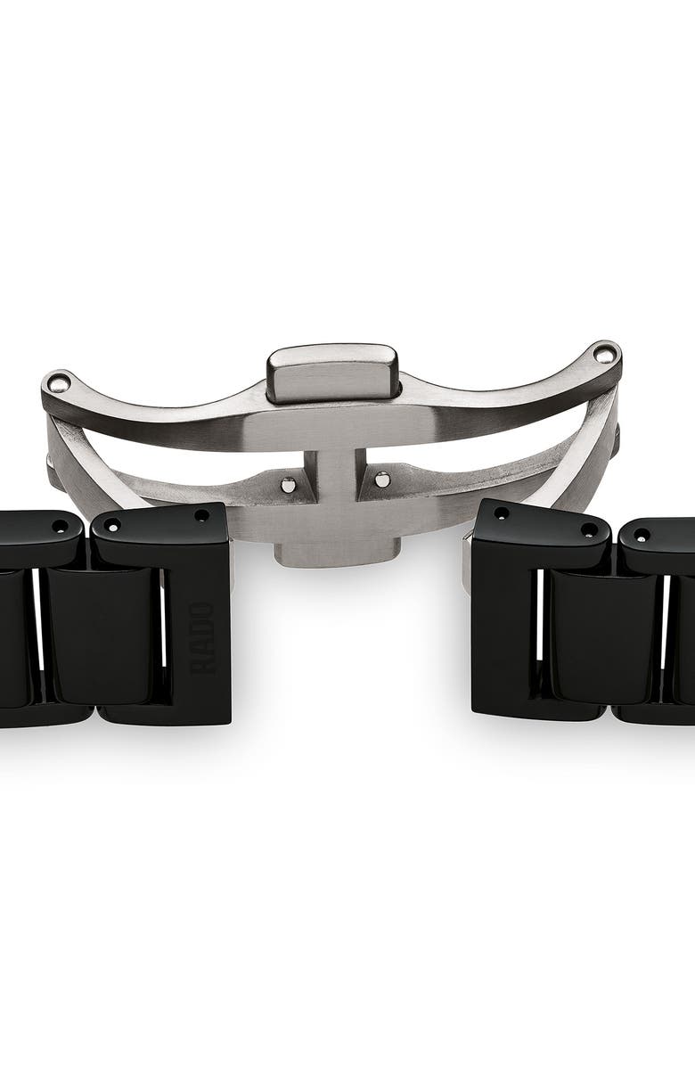 RADO True Square Automatic Open Heart Ceramic Bracelet Watch, 38mm, Alternate, color, Black Multi