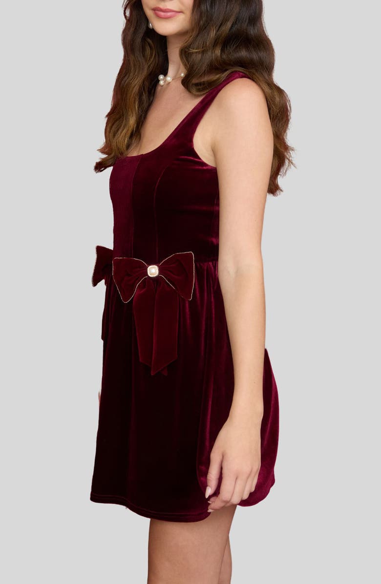 Blu Pepper Bow Trim Minidress, Alternate, color, Burgundy
