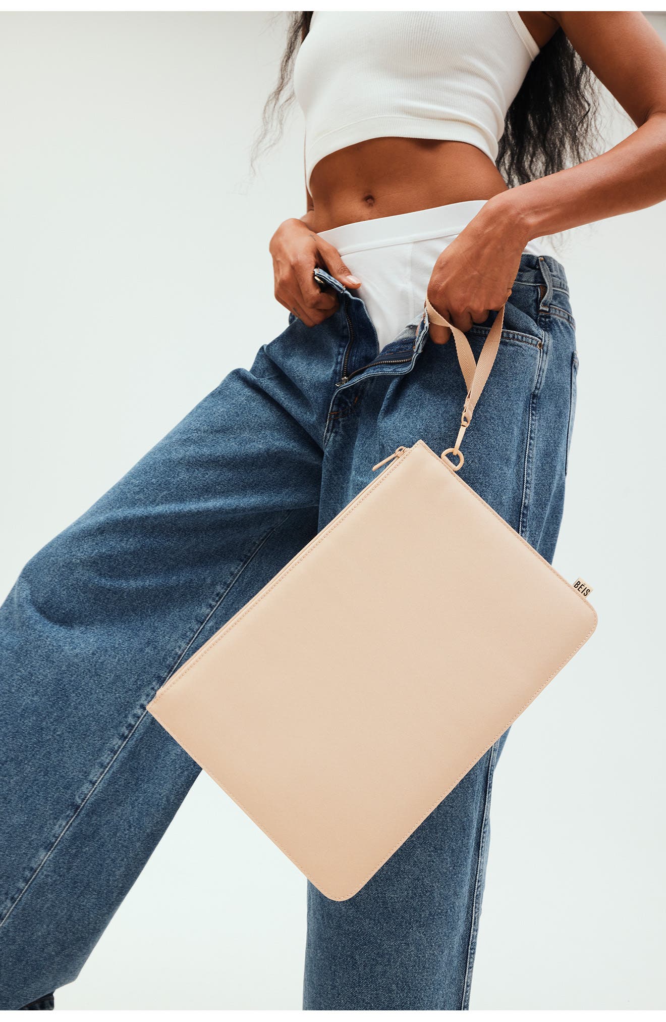 Béis The BÉISICS Padded Laptop Pouch, Alternate, color, Beige