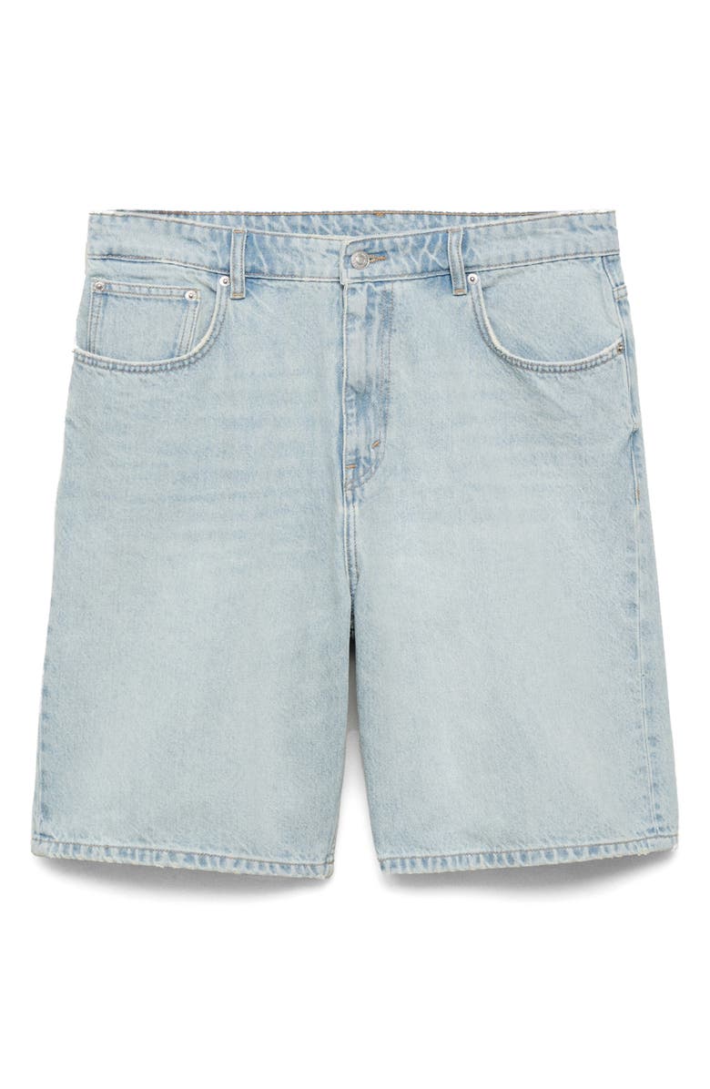MANGO Oversize Denim Bermuda Shorts, Alternate, color, Light Blue
