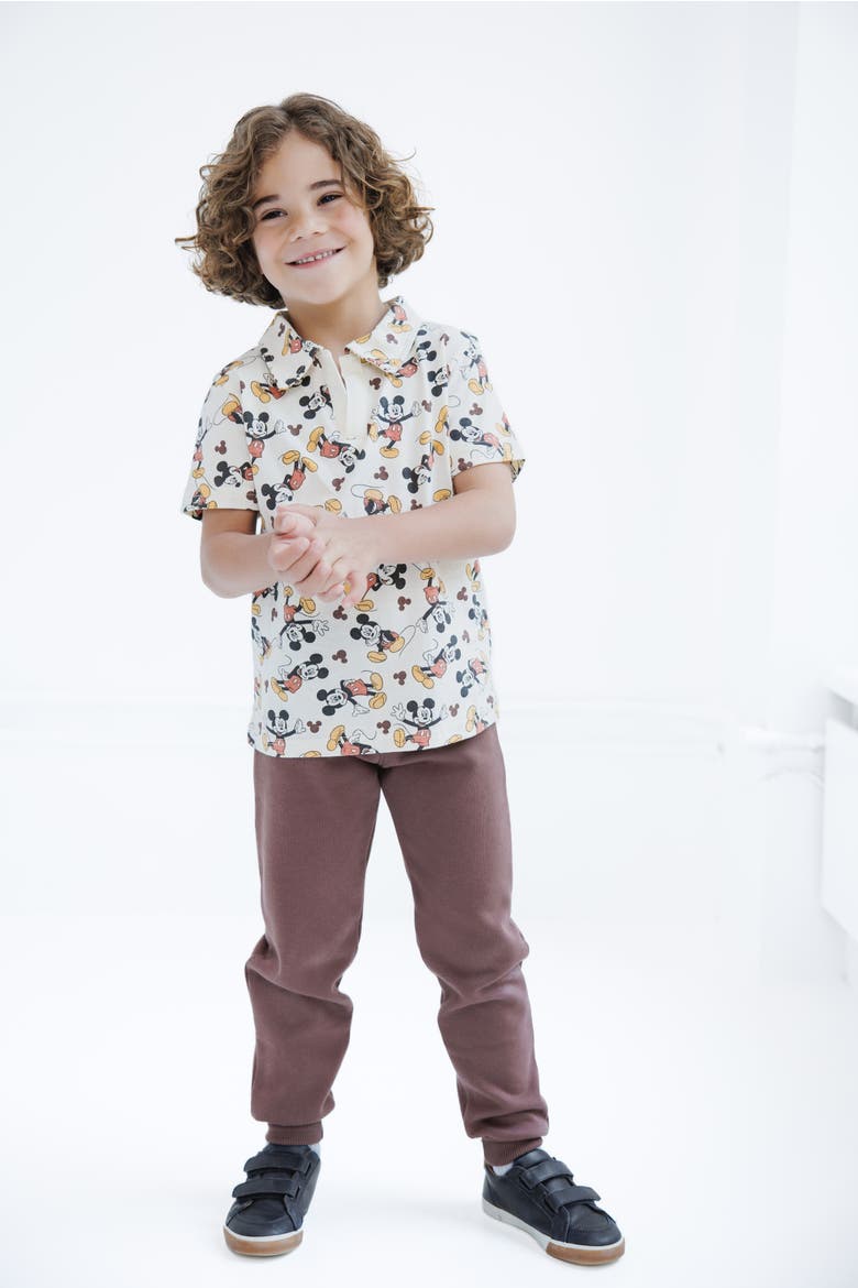 Mickey Mouse 2-Piece Polo and Pants Set, Alternate, color, Cream Brown Mickey