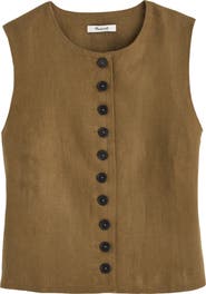 Madewell Button Front Linen Shell Top