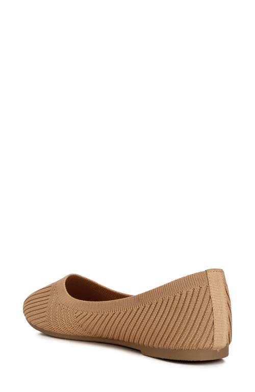 London Rag Ammie Ribbed Knit Ballet Flat In Brown