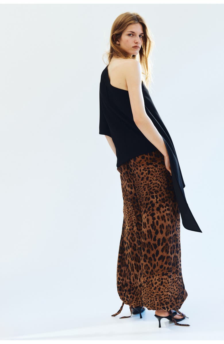 H&M Tie-detail Balloon Trousers, Alternate, color, Brown/Leopard Print