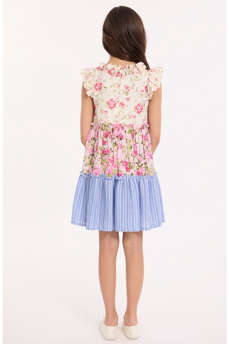 Kids' Mixed Print Flutter Sleeve Dress, Alternate, color, MULTI