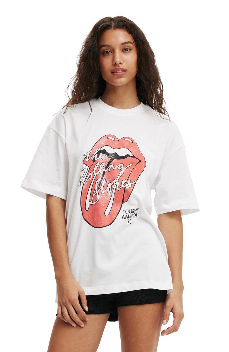 Cotton On Women's The Lcn Music Boxy Graphic Tee, Main, color, Rolling Stones America 78